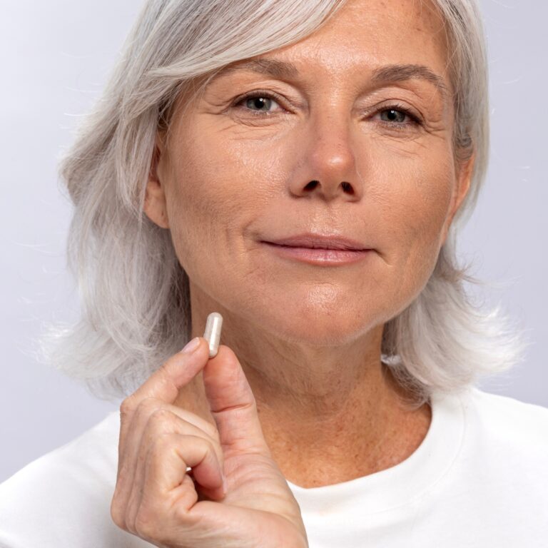 אישה לוקחת כמוסה לשיפור הזיכרון - stay in של ביומיינד